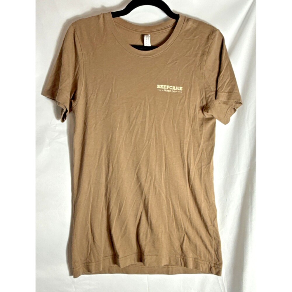 Canvas Apparel Beefcake Jerky T Shirt Men's Small Tan Beige Graphic Print